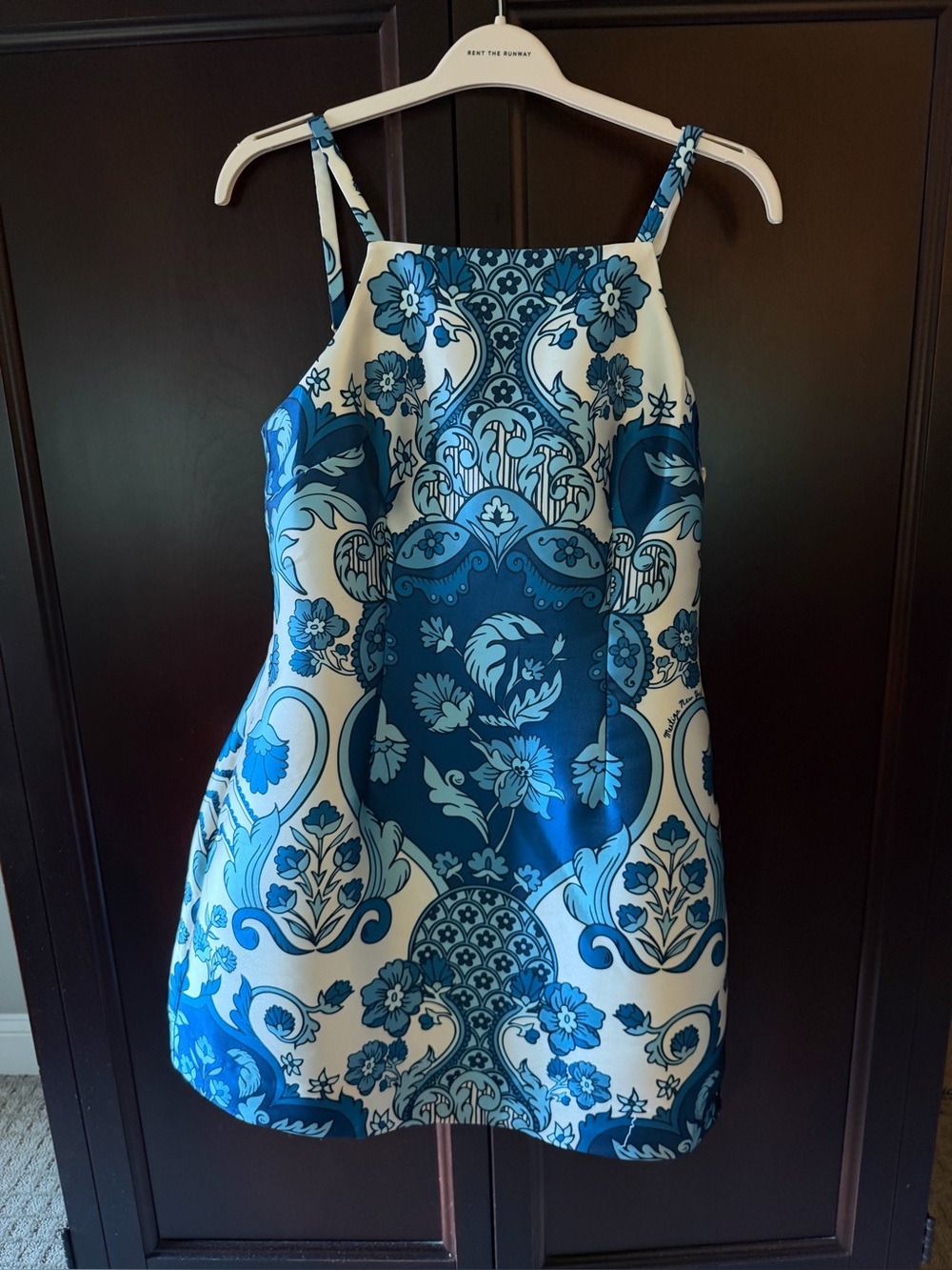 MESTIZA Blue & White Floral Print Shift Dress